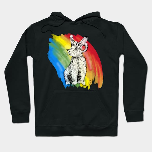 Rainbow Bunny Rambit Hoodie by Ndanceart